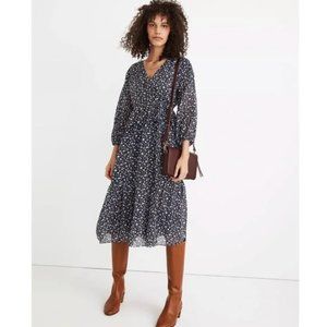 Madewell Navy Floral Midi Dress